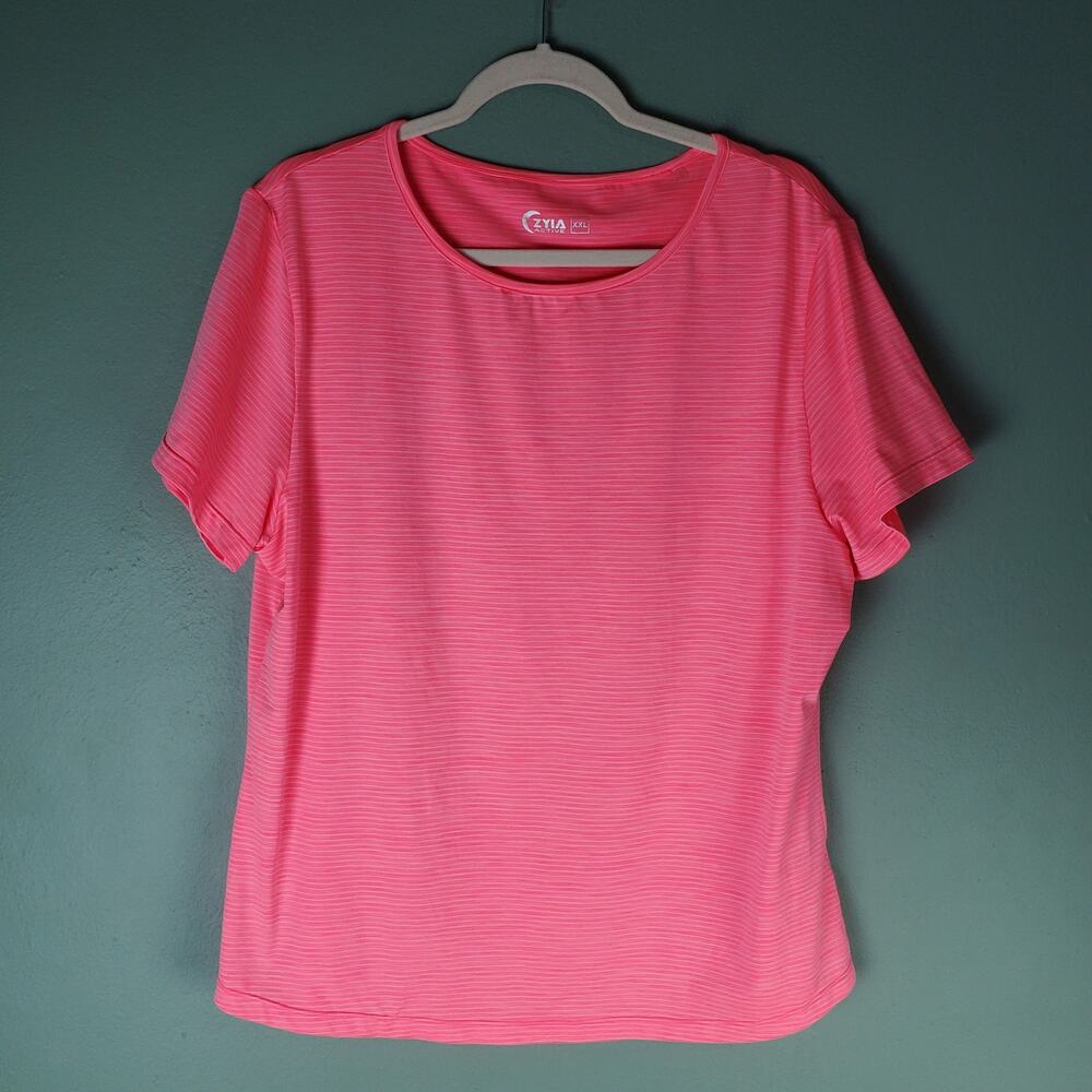 Zyia Active Womens Flamingo Stripe Short Sleeve T Size XXL